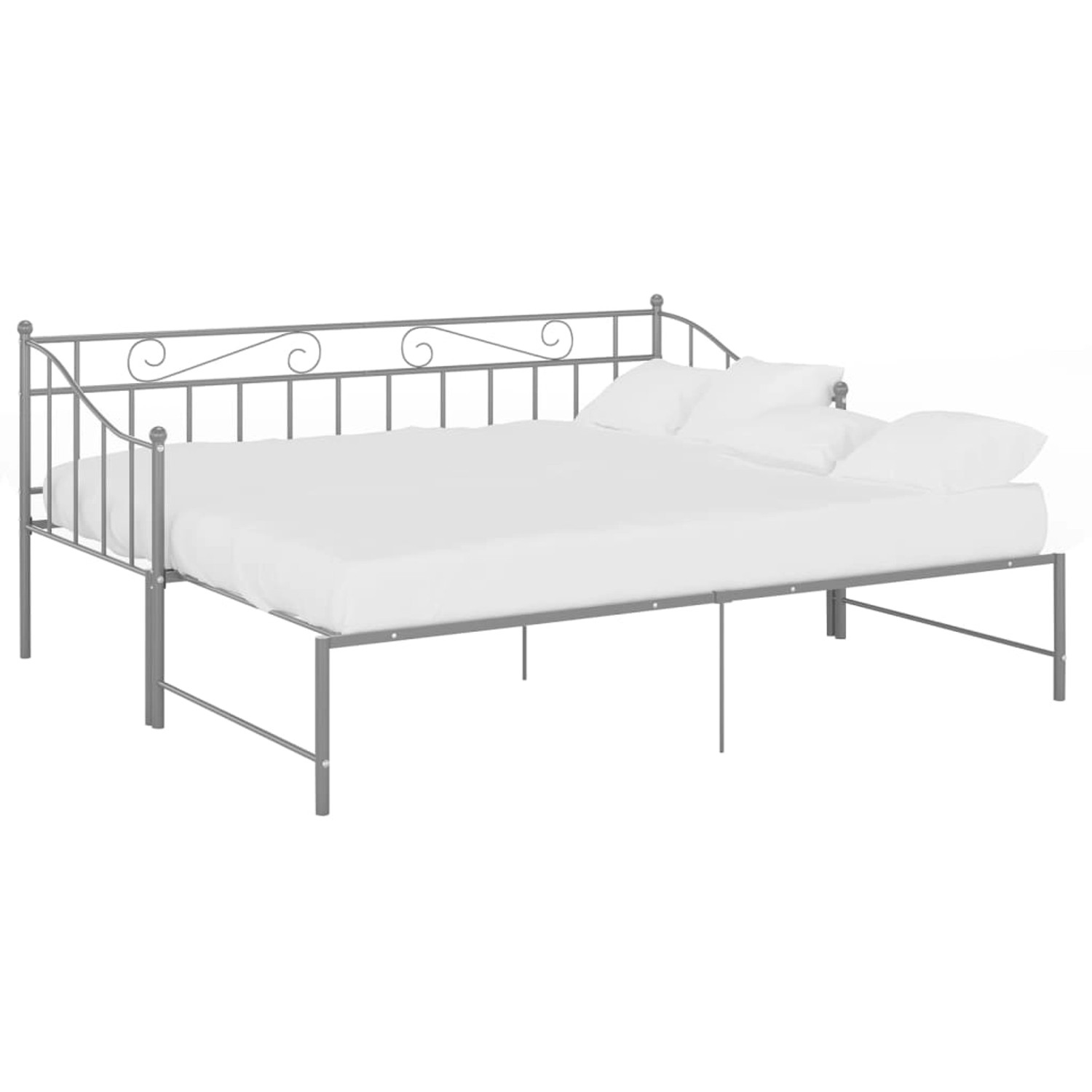 vidaXL Gästebett Ausziehsofa Bettgestell Grau Metall 90x200 cm Einzelbett B günstig online kaufen