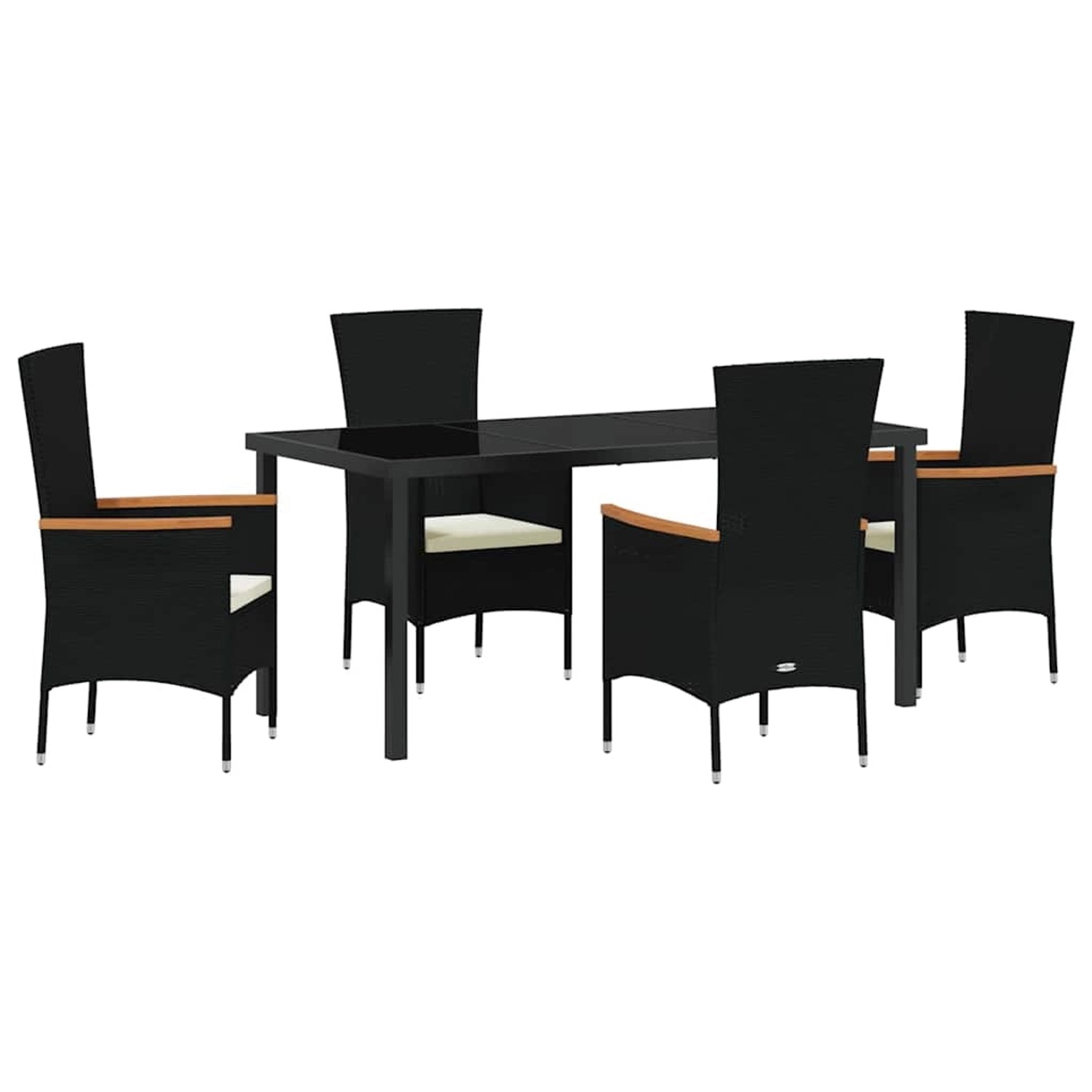 vidaXL Garten Essgruppe mit Kissen 5-Tlg Schwarz Poly Rattan 3379425 günstig online kaufen