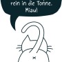 Cartoon-Katze von hinten mit Spruchblase zum Thema Klumpstreu.
