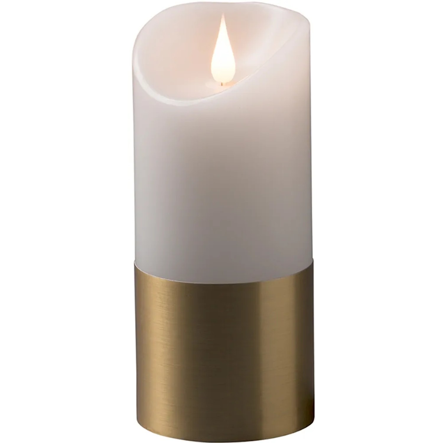 Konstsmide LED-Echtwachskerze Weiß Weiß-Messingfarben mit Timer 17,5 cm