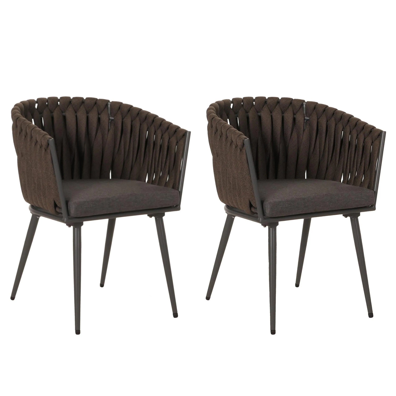 MCW Gartenstuhl N38 2er-Set Braun Kissen Dunkelgrau günstig online kaufen