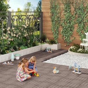 WOLTU WPC Terrassenfliesen Holzoptik Klicksystem 11 Stück/1 m² Braun