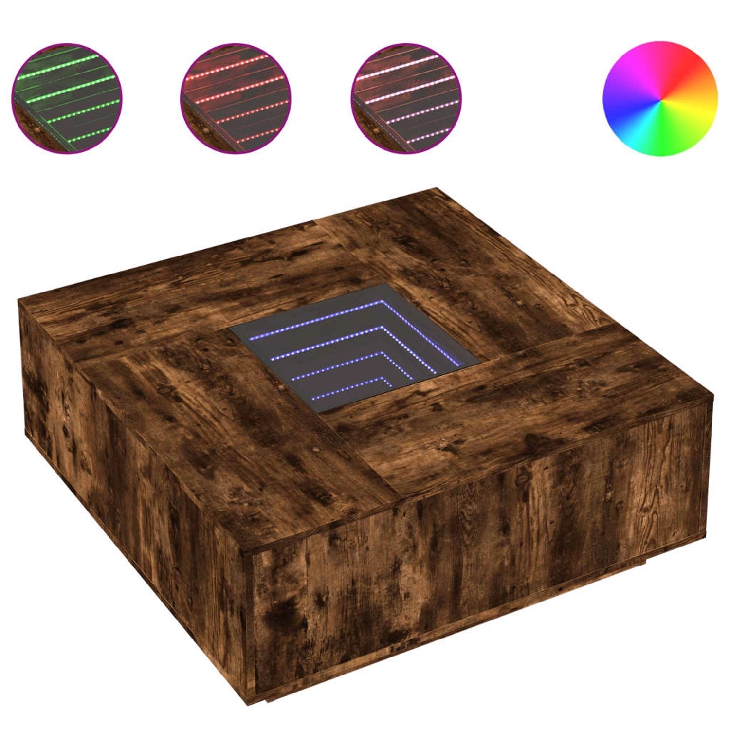vidaXL Couchtisch mit Infinity-LED Räuchereiche 100x100x40 cm 3284046 günstig online kaufen