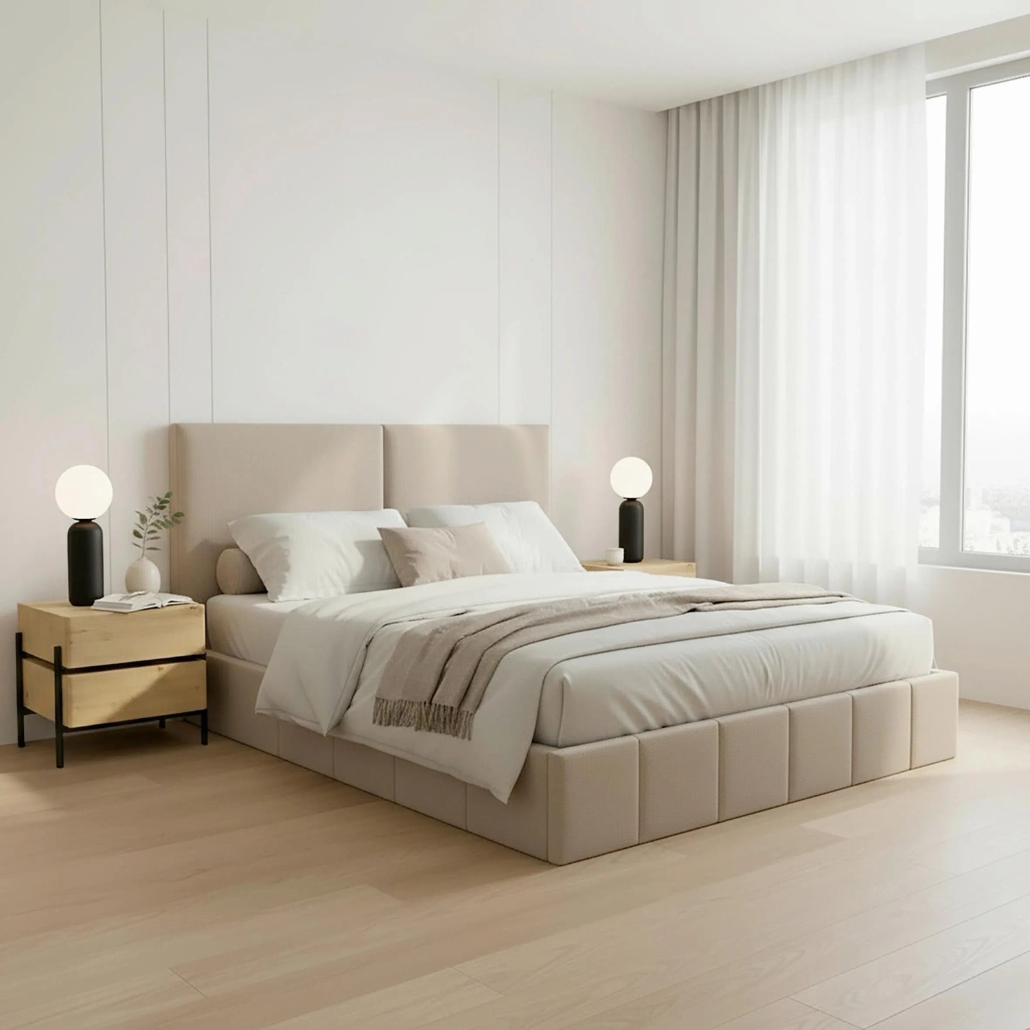 Bessagi Home Polsterbett Mila Taupe ca. 180x200 cm Stauraum