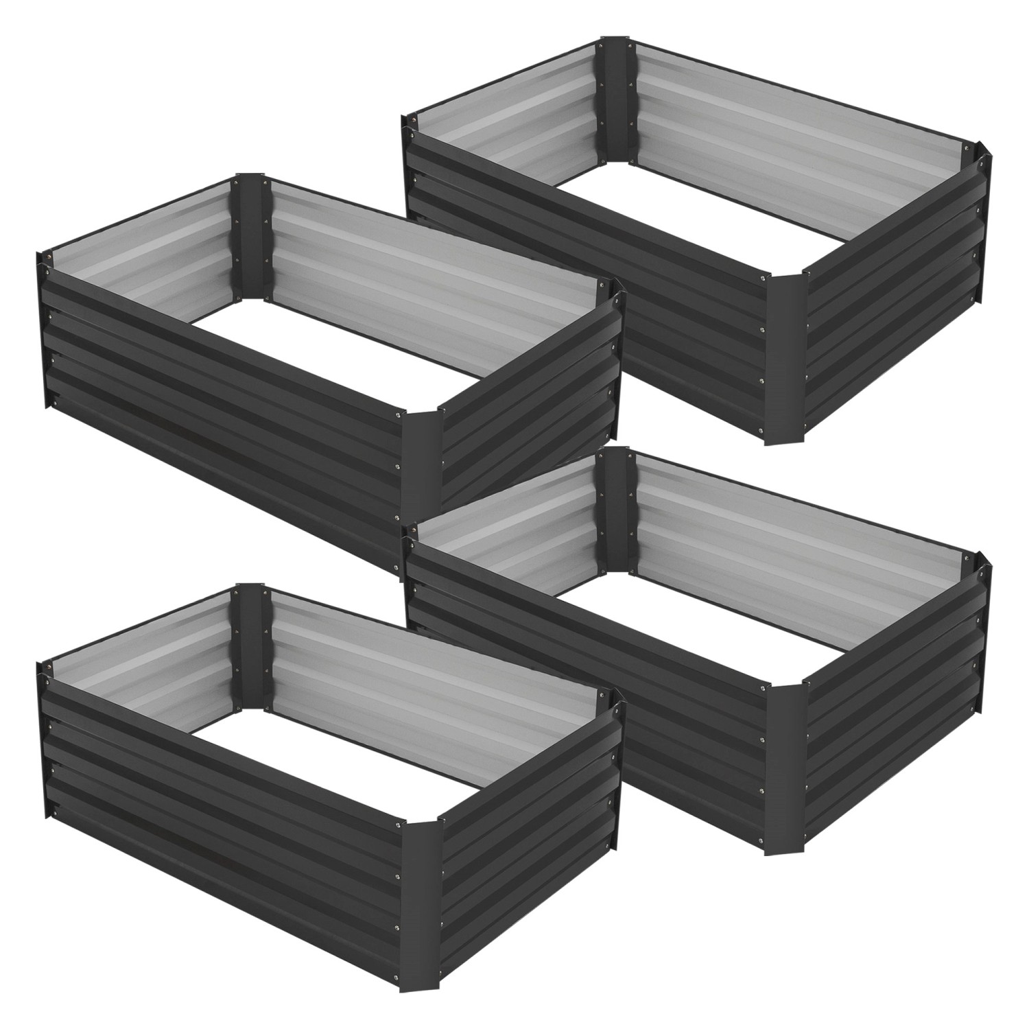 ML-Design 4Er Set Hochbeet aus Metall für Garten 90x60x30 cm 150 Liter Anthrazit