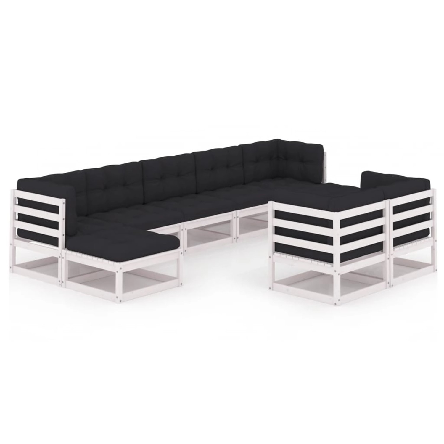 9-tlg. Garten-lounge-set Mit Kissen Weiß Kiefer Massivholz günstig online kaufen