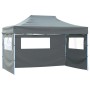 Faltbares Partyzelt, 3x4 m, anthrazit, mit Seitenwänden und Stahlrahmen. Ideal für Outdoor-Events.