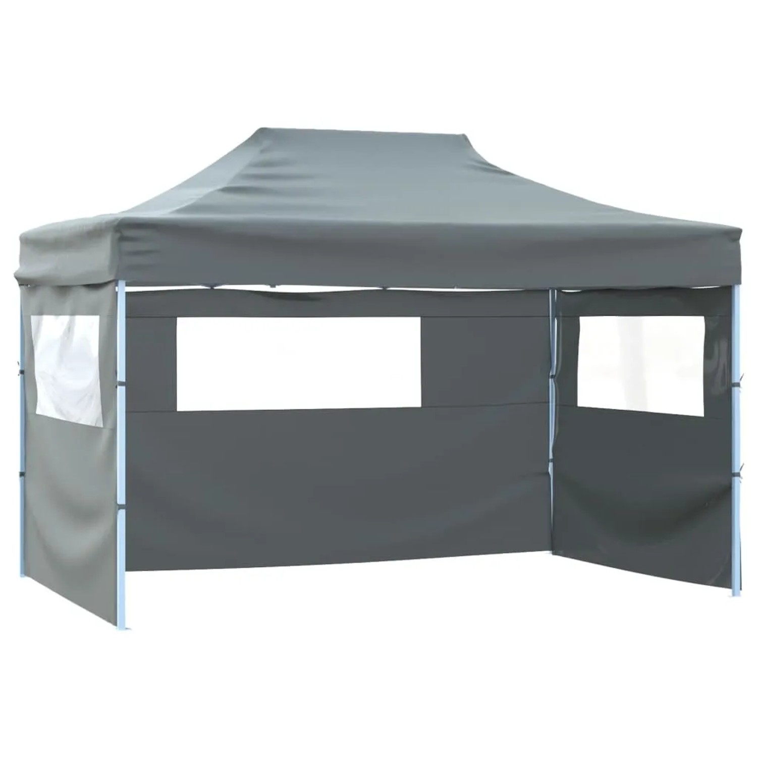 Faltbares Partyzelt, 3x4 m, anthrazit, mit Seitenwänden und Stahlrahmen. Ideal für Outdoor-Events.