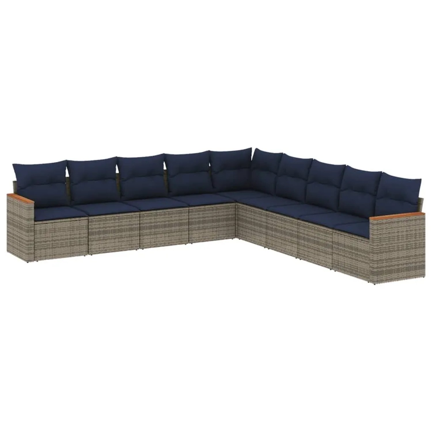 vidaXL 9-Tlg Gartensofa-Set mit Kissen Grau Polyrattan 3226061 günstig online kaufen