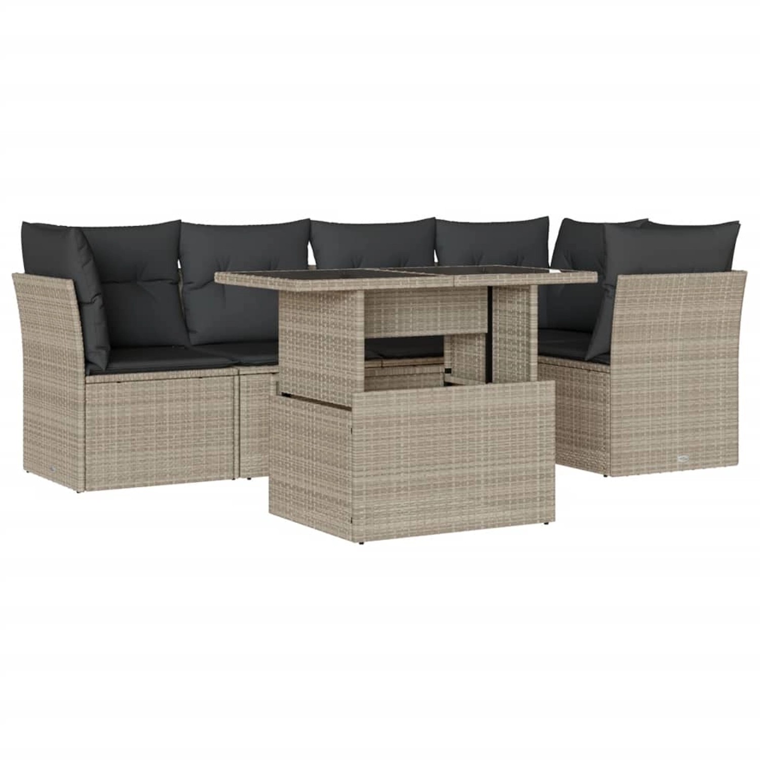 vidaXL 6-Tlg Garten-Sofagarnitur mit Kissen Hellgrau Poly Rattan 3266572 günstig online kaufen