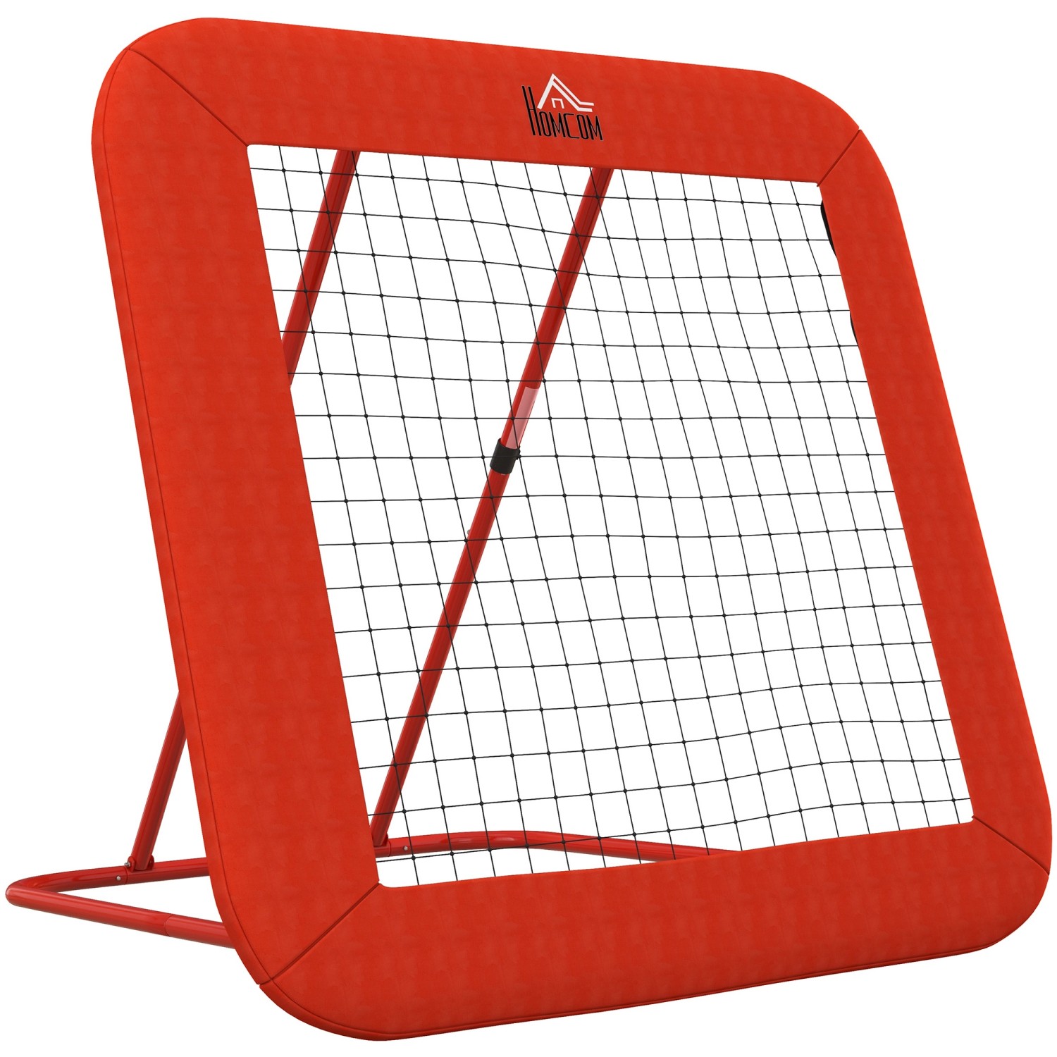 HOMCOM Fußball Rebounder Metall  PE  Polyester Rot 128L x 118B x 120H cm