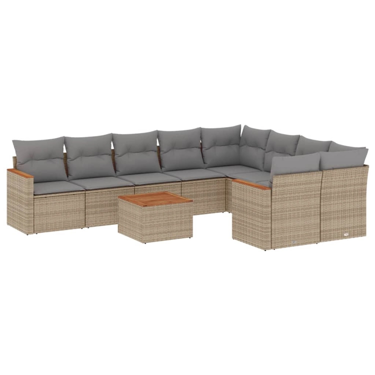 vidaXL 10-Tlg Garten-Sofagarnitur mit Kissen Beige Poly Rattan 3226311