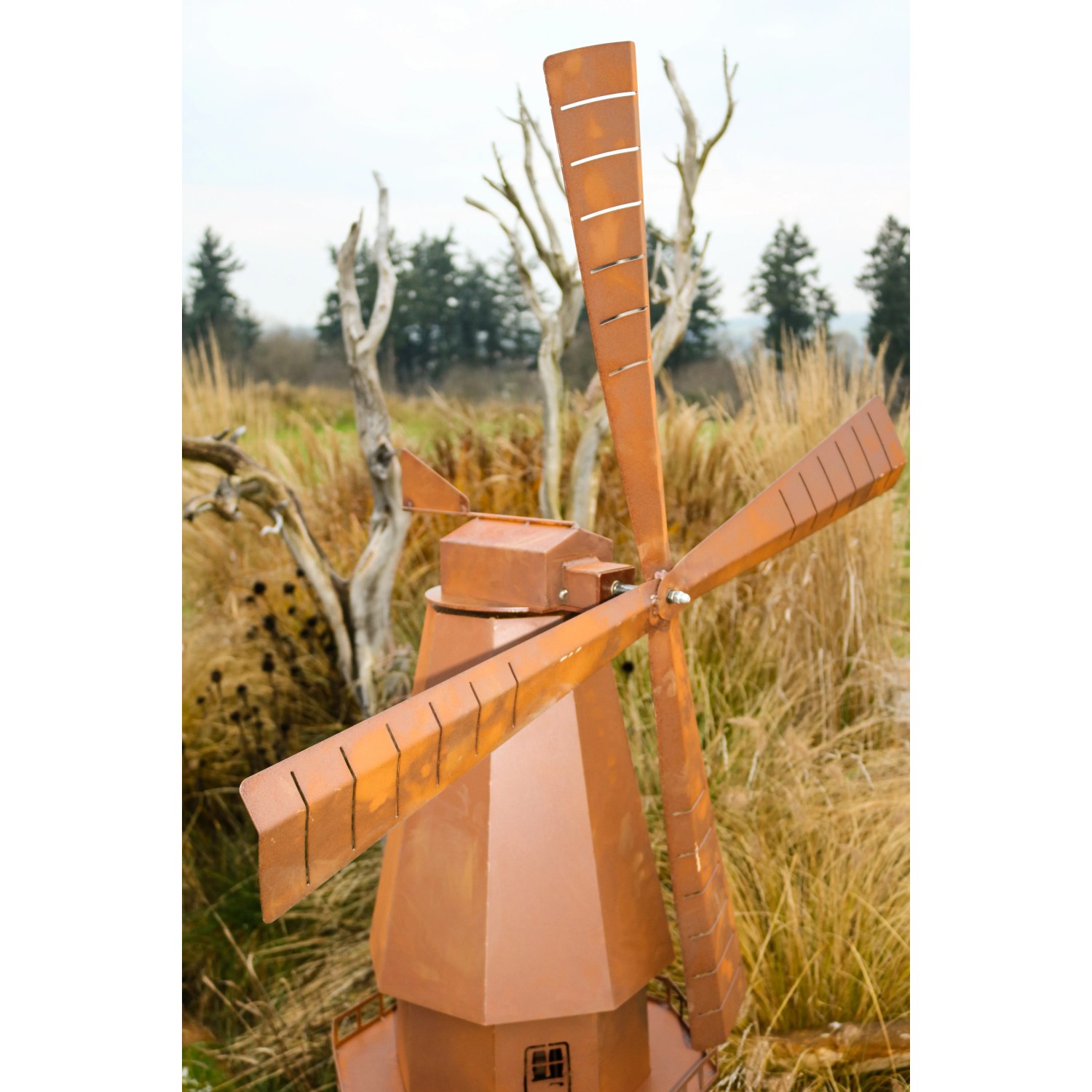 Windmühle von Ferrum Art Design, 181 cm, Rostoptik, Gartendekoration.