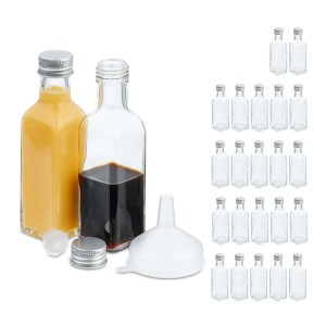 Relaxdays Miniflaschen Glas Transparent Auslaufsicher 24er Pack 14 cm x 4 cm x 4 cm 120 g