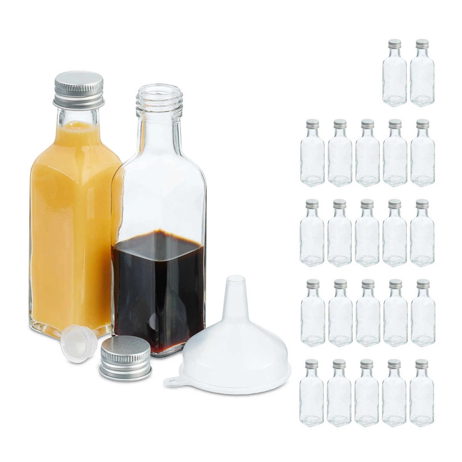 Relaxdays Miniflaschen Glas Transparent Auslaufsicher 24er Pack 14 cm x 4 cm x 4 cm 120 g