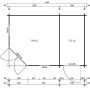 Grundriss Gartenhaus Alpholz Liwa Compact Walmdach 440x300 cm mit Maßen.