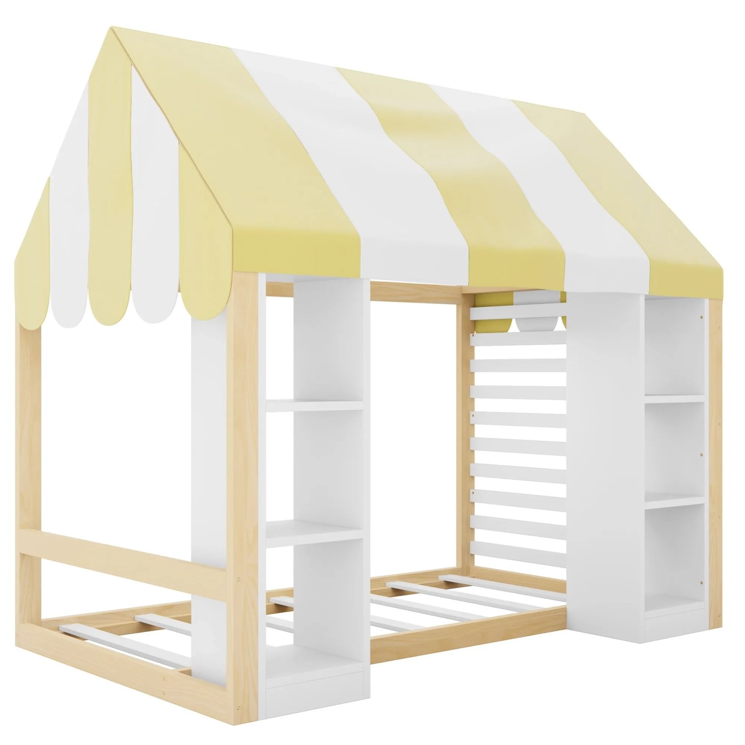 Merax Kinderbett 90x200cm Landhaus Himmelbett Holzfarbe Weiß