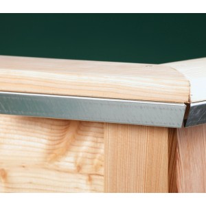 KGT Schneckenkante Woody 210 am Hochbeet montiert, Detailaufnahme.