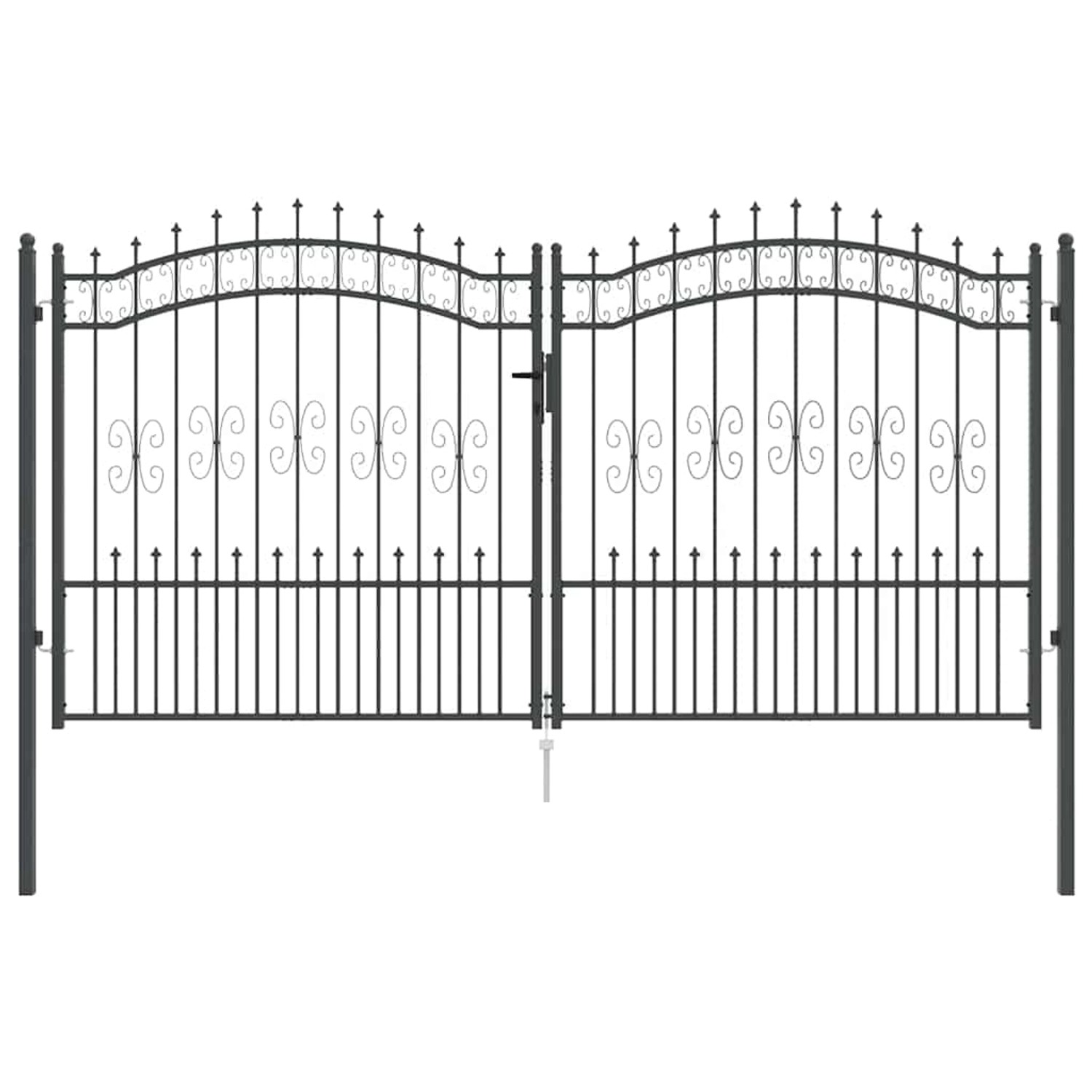 vidaXL Zauntor mit Speer-Top mit Schloss Grau 305 x 150 cm Stahl 42009045 günstig online kaufen