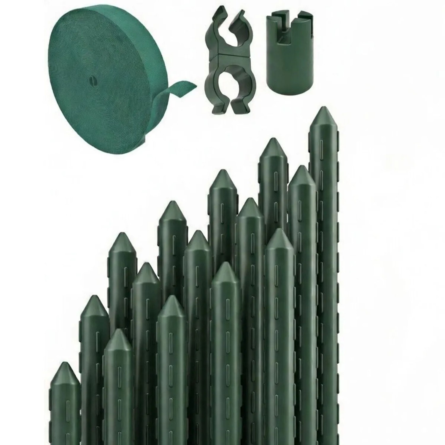 TTL GARDEN Rankstäbe 120cm 11mm 15er Set Grün Stahlkern Kunststoffbeschichtet Pflanzstäbe Rankhilfe Garten Gewächshaus