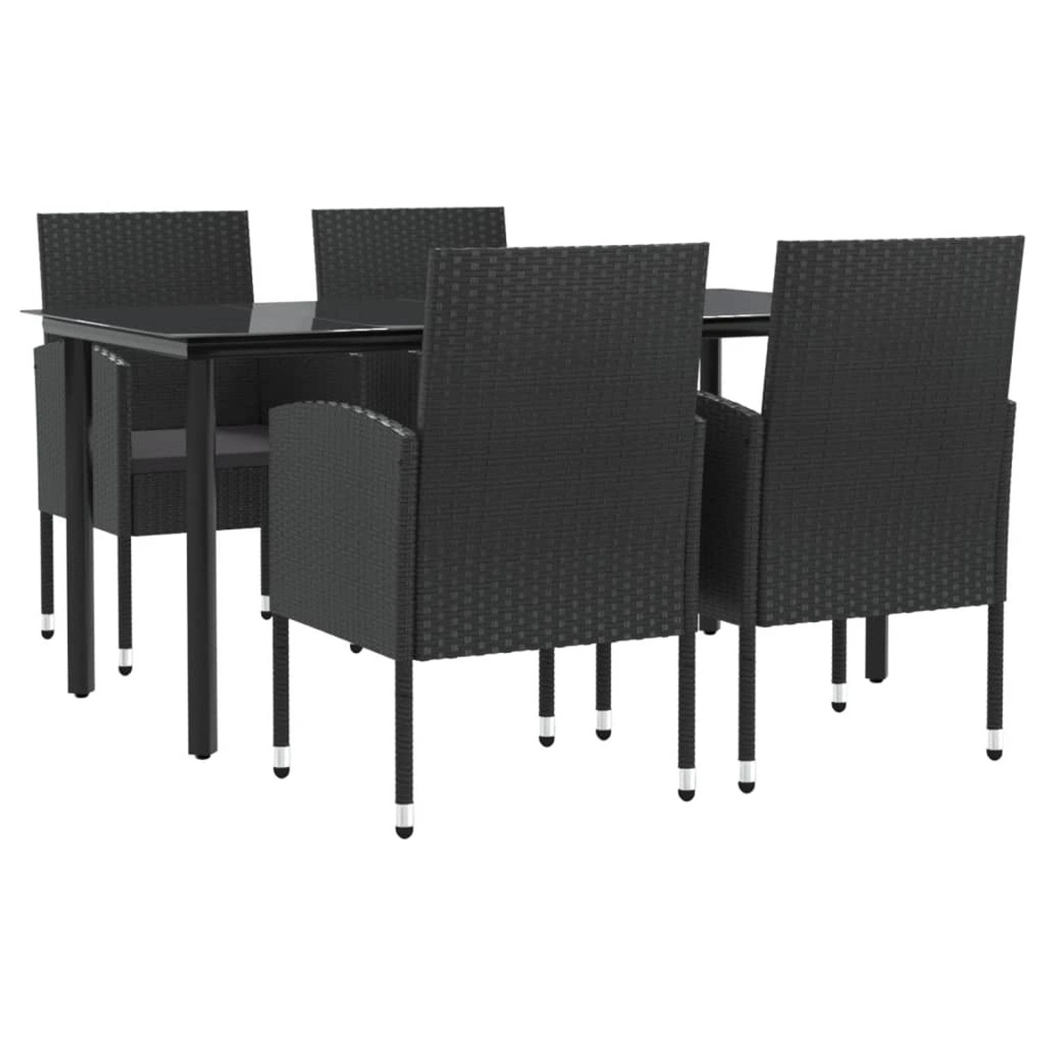 vidaXL 5-Tlg Garten-Essgruppe Schwarz Poly Rattan und Stahl 3203348 günstig online kaufen