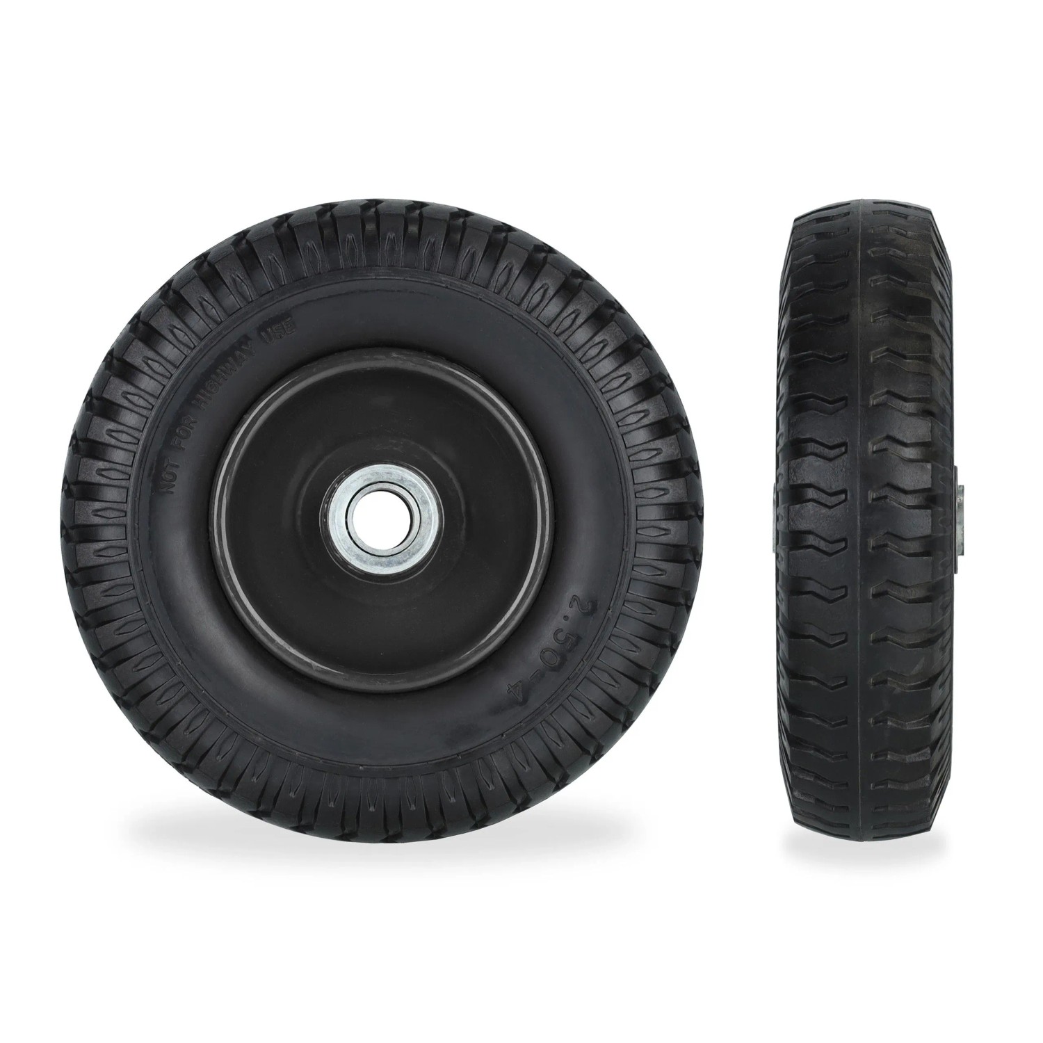Relaxdays Schubkarrenrad 2er Set Vollgummi Schwarz Pannensicher 22 cm x 6 cm