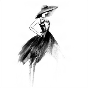 Pro Art Glasbild: Elegante Frau mit Hut, modernes Schwarz-Weiß-Design, 30x30 cm.