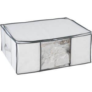 Wenko Vakuum Soft Box L, weiße Textilbox mit Vakuum-Tasche zur platzsparenden Aufbewahrung.