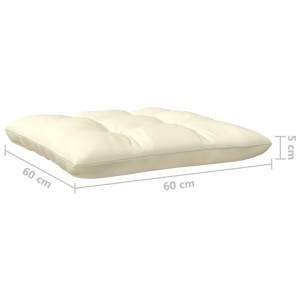 Cremefarbenes Sitzkissen (60x60x5 cm) für vidaXL Garten-Lounge-Set aus Kiefernholz.