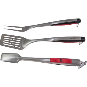 Char-Broil Grillbesteck-Set, 3-teilig: Wender, Zange und Gabel aus Edelstahl mit Komfortgriffen.