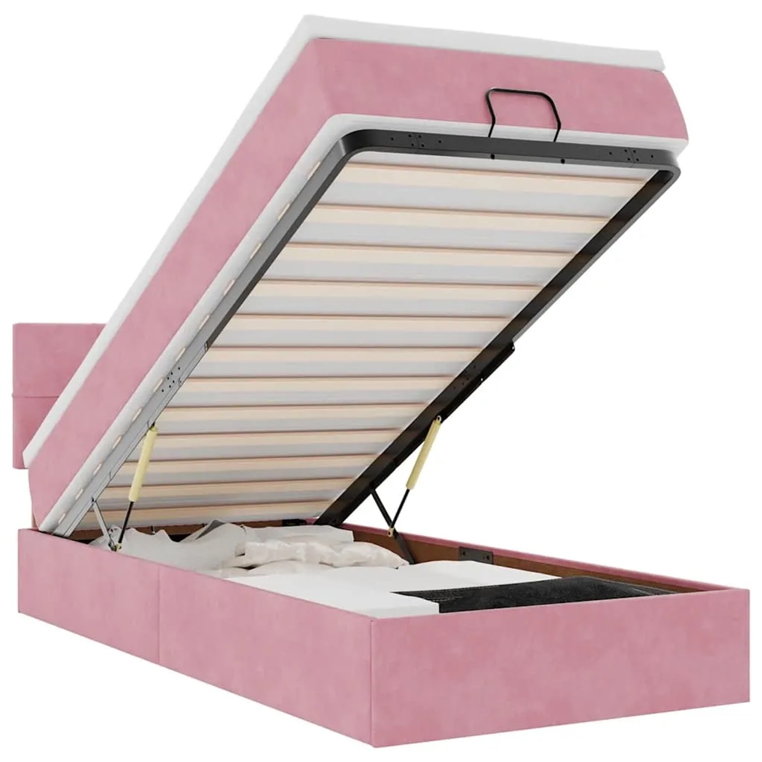 vidaXL Ottoman-Bett mit Matratze & LEDs Rosa 90x200 cm Samt 3312601