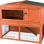Trixie Kleintierstall Natura mit Freilaufgehege, 124x102x78 cm, braun, aus Kiefernholz mit Gitter.