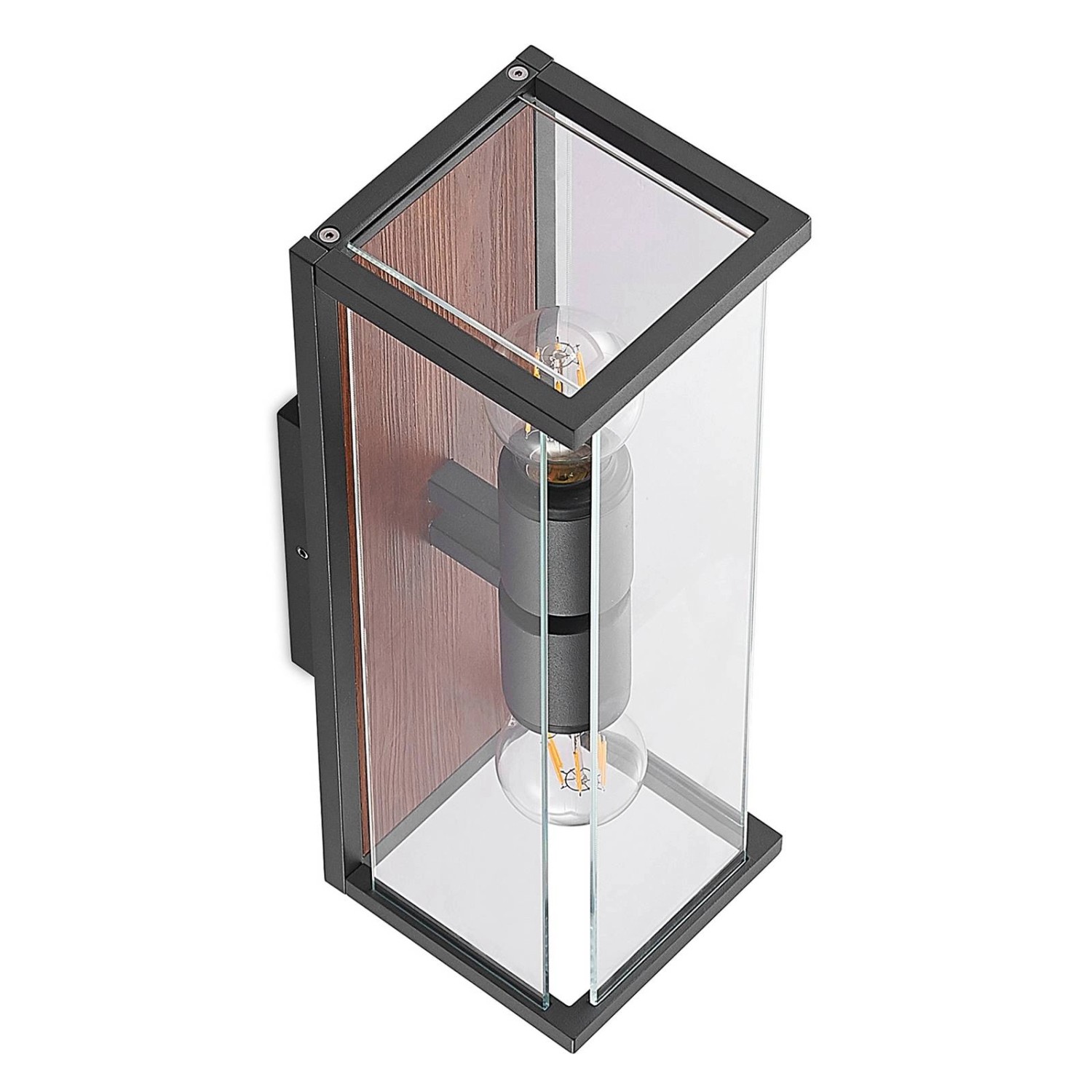 Lucande Wandleuchte Außen Elwin 9616291 Spritzwassergeschützt Modern in Schwarz aus Aluminium 2-flammig E27