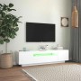 Weißer TV-Schrank mit LED-Beleuchtung (160 cm) von vidaXL im Wohnzimmer.