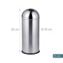 Silberner Edelstahl Mülleimer mit Push-Deckel, 70 Liter, 90x35 cm. Ideal für Küche und Bad.