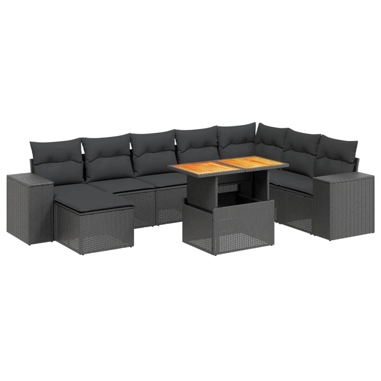 vidaXL 9-Tlg Garten-Sofagarnitur mit Kissen Schwarz Poly Rattan 3272770 günstig online kaufen