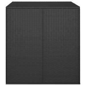 Schwarze VidaXL Garten-Kissenbox aus PE-Rattan, Universalbox für Gartenmöbel-Auflagen.