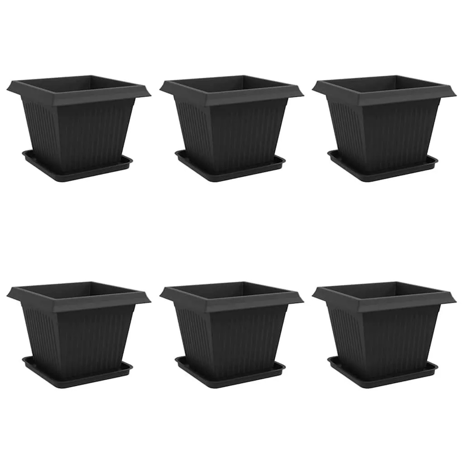 vidaXL Blumentöpfe 6 Stk Schwarz 43 x 43 x 33,5 cm Kunststoff 3403303