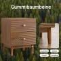 Brauner Vintage Nachttisch mit 2 geriffelten Schubladen, oben diagonal. Stabile Gummibaumbeine. Vielseitiger Beistelltisch.