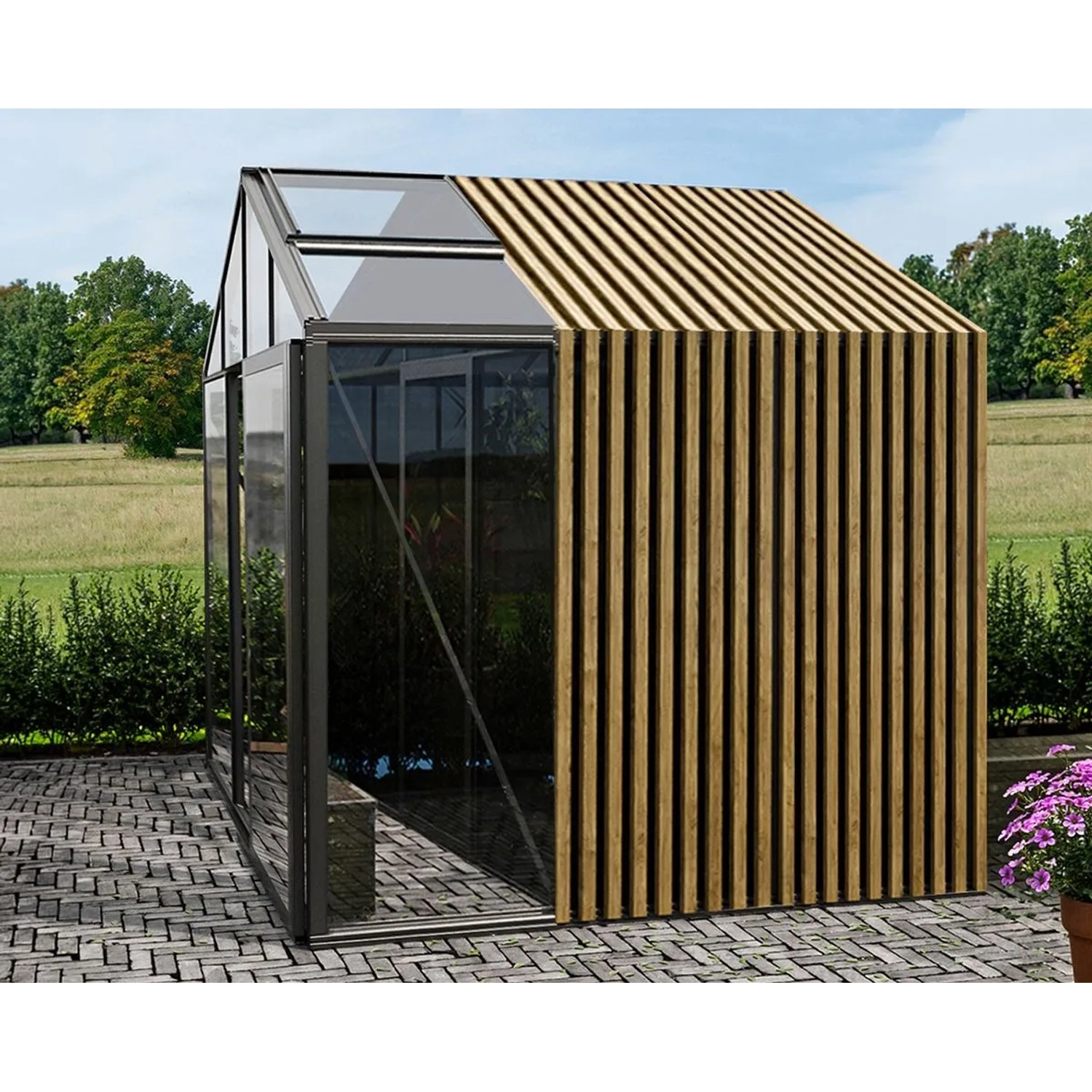 Bloomcabin Premium-Qualität Gewächshaus Klassik mit Mittlerem Integriertem Stauraum mit Accoya-Fusion GHCMSAF2