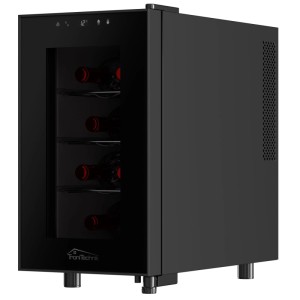 TroniTechnik Weinkühlschrank Marseille, Getränkekühlschrank für 8 Flaschen, schwarzes Design.