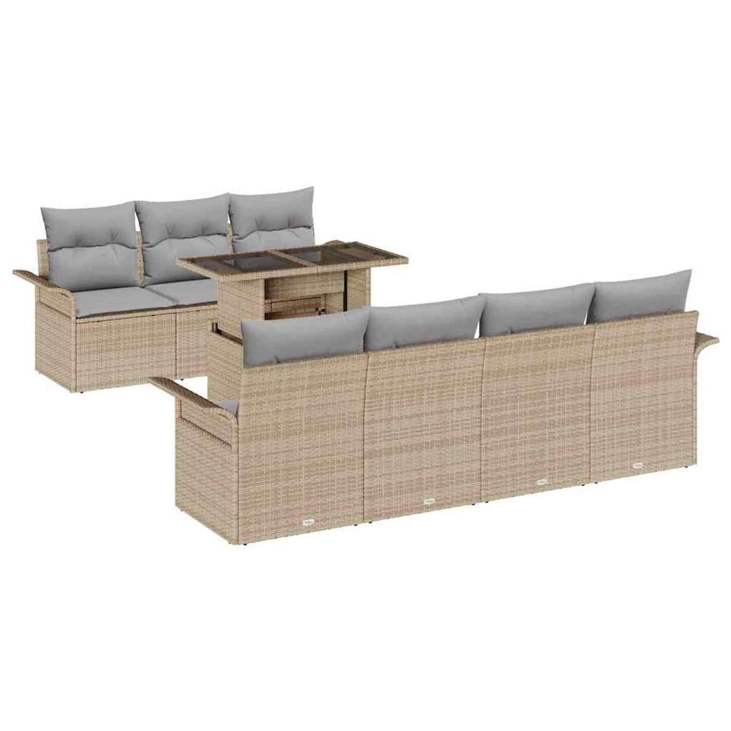 vidaXL Garten-Sofa-Set mit Kissen mit Speicher 8-Tlg Beige Poly Rattan 3356 günstig online kaufen