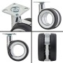 SOTECH Möbelrollen Set, Ø75mm, Chrom/Schwarz, 2x mit Bremse, 2x ohne Bremse. Rollen & Räder.