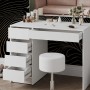 Vicco Schminktisch Thalia weiß mit Hocker, Schubladen offen. Ideal für die tägliche Beauty-Routine.
