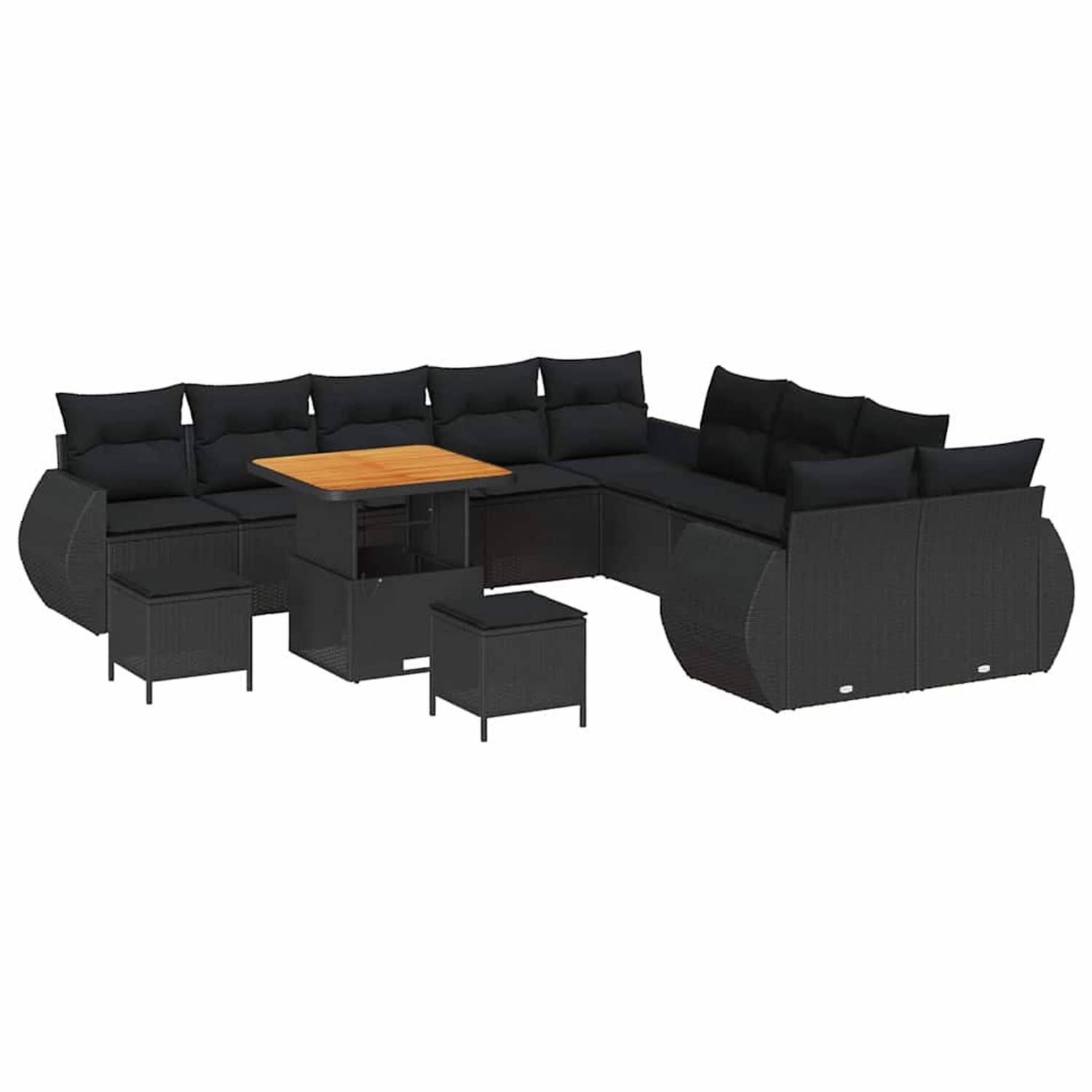 vidaXL Garten-Sofa-Set 13-Tlg Schwarz Poly Rattan 3361929 günstig online kaufen