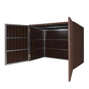MCW WPC-Fahrradgarage J29 Geräteschuppen Fahrradbox Metall Holzoptik Abschließbar 2 Räder 172x213x11