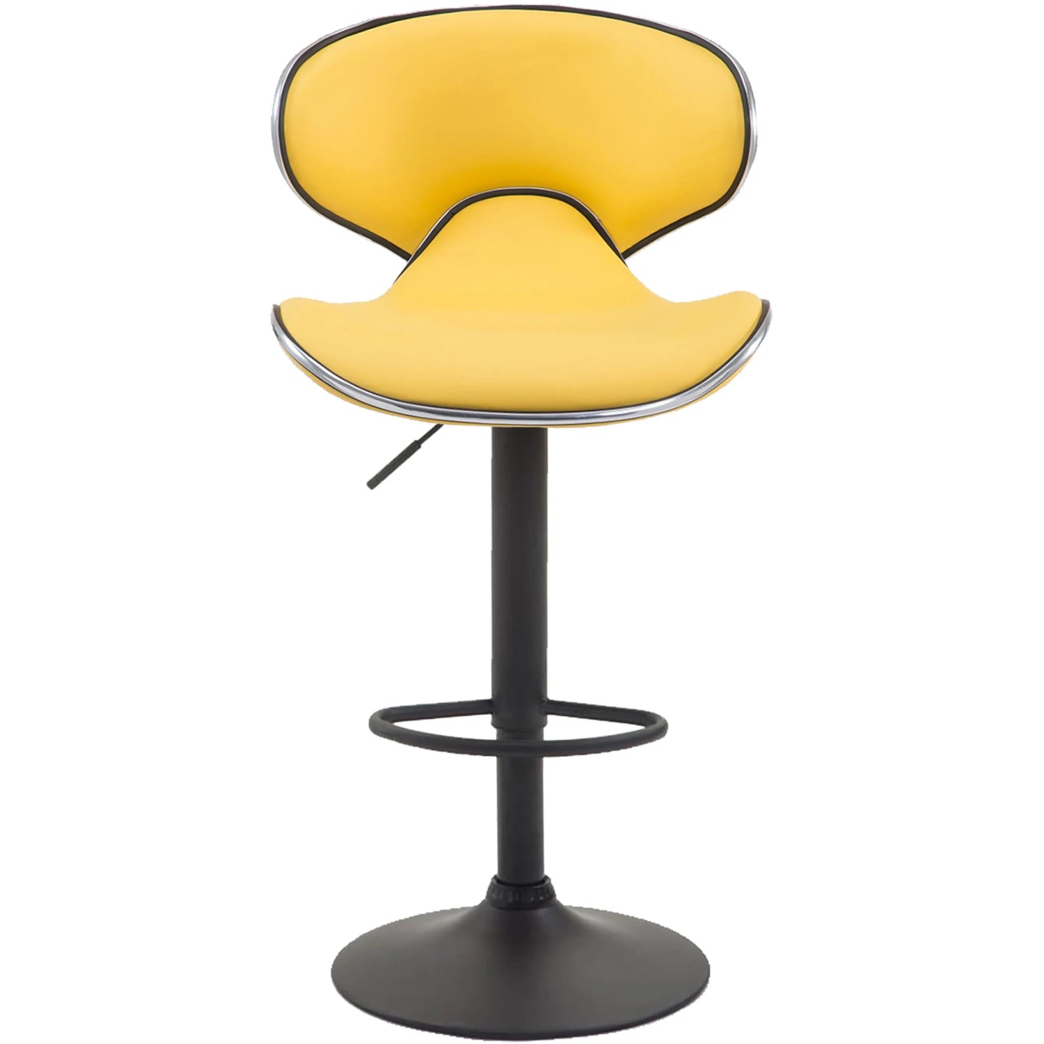 DELUKE 2er Set Barhocker FAMIR Kunstleder Gelb 46x49x88cm Schwarz Barstuhl Mit Lehne Tresenhocker Tresenstuhl