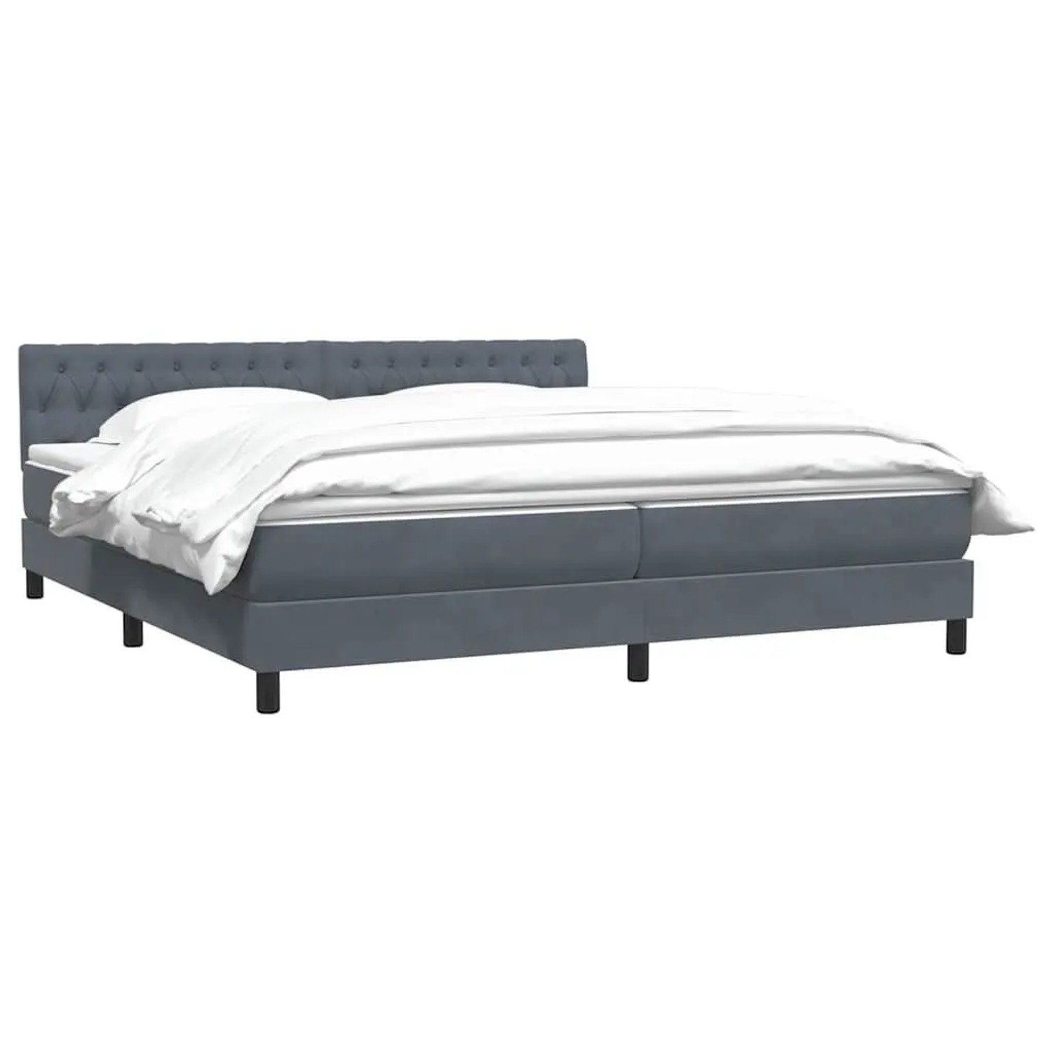 vidaXL Boxspringbett mit Matratze Dunkelgrau 180x210 cm Samt 3316510