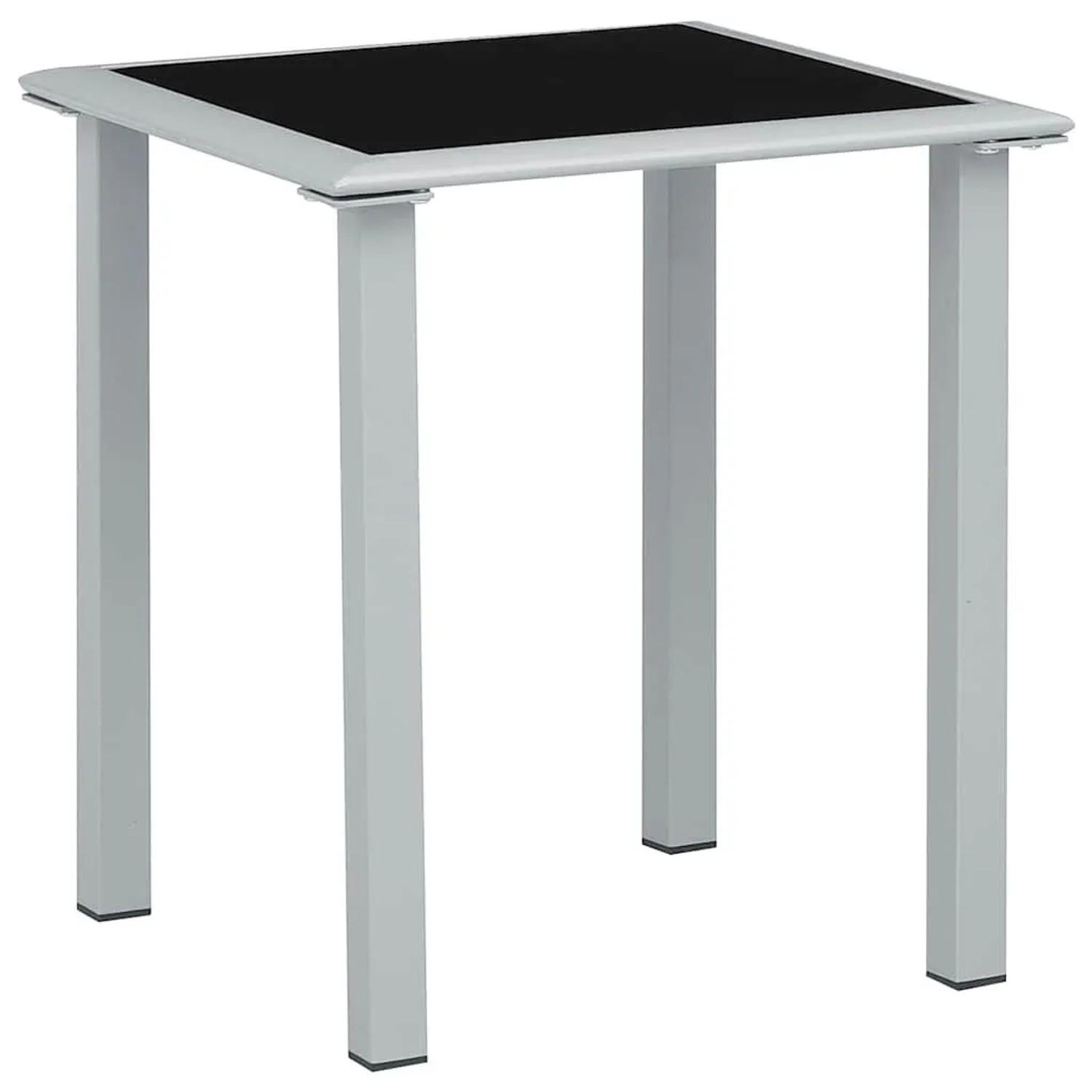 Furnicato Gartentisch Schwarz Und Silbern 41x41x45 Cm Stahl Und Glas