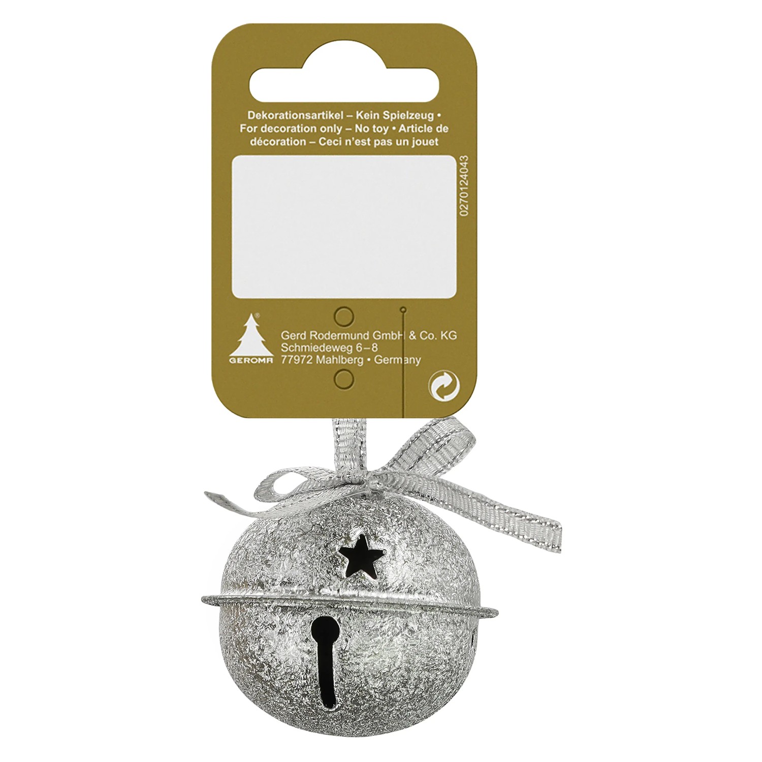 Weihnachts-Deko Glocke aus Metall 4 cm Silber